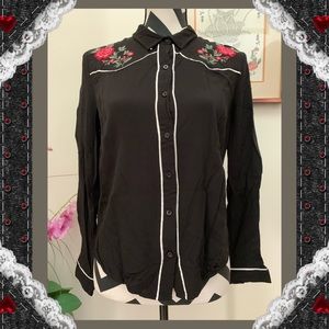 Forever 21 Embroidered Button Down Shirt